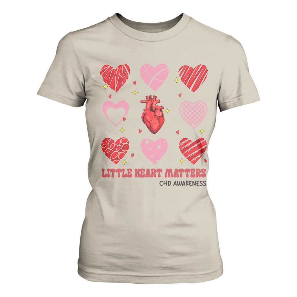 Congenital Heart Disease CHD Awareness T Shirt For Women Little Heart Matters TS11 Sand Print Your Wear