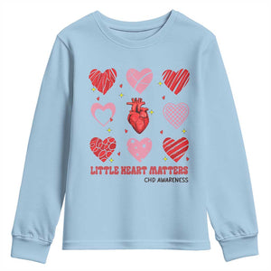 Congenital Heart Disease CHD Awareness Youth Sweatshirt Little Heart Matters TS11 Light Blue Print Your Wear