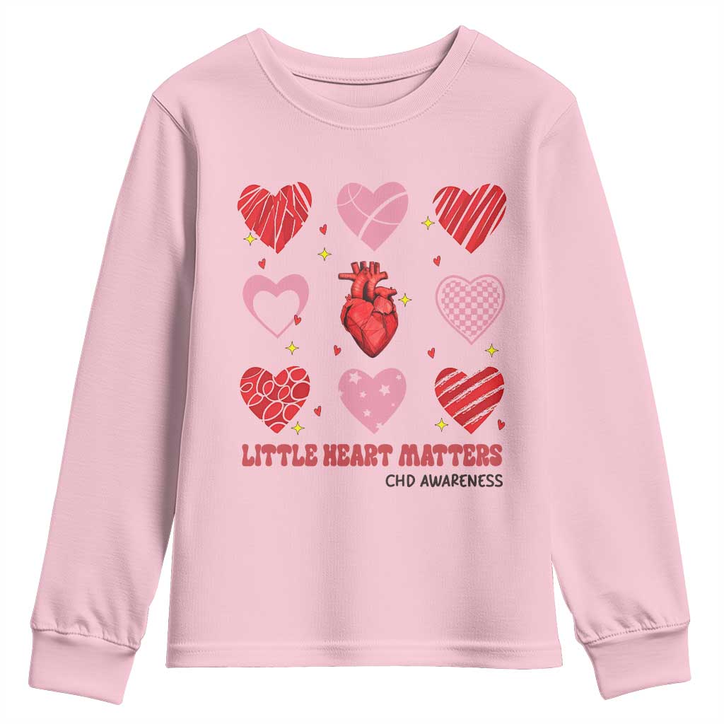 Congenital Heart Disease CHD Awareness Youth Sweatshirt Little Heart Matters TS11 Light Pink Print Your Wear