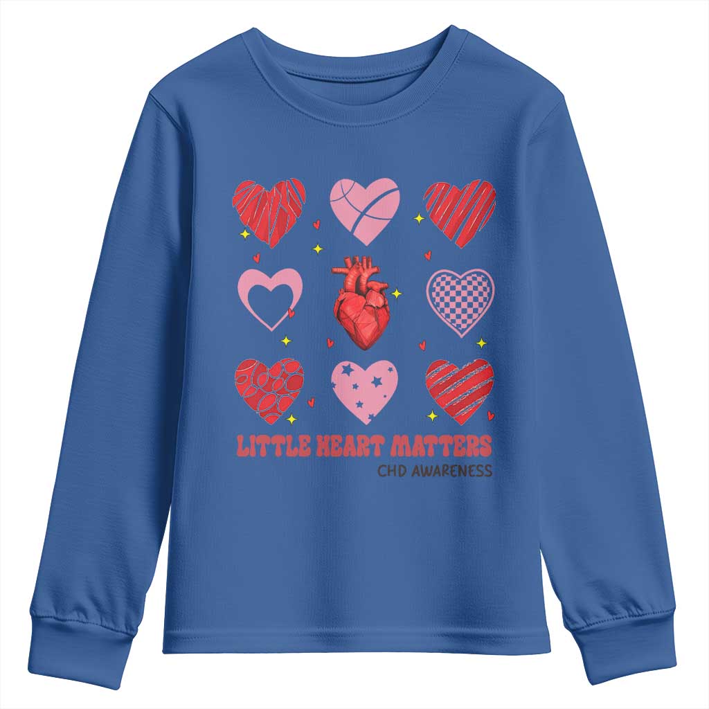 Congenital Heart Disease CHD Awareness Youth Sweatshirt Little Heart Matters TS11 Royal Blue Print Your Wear