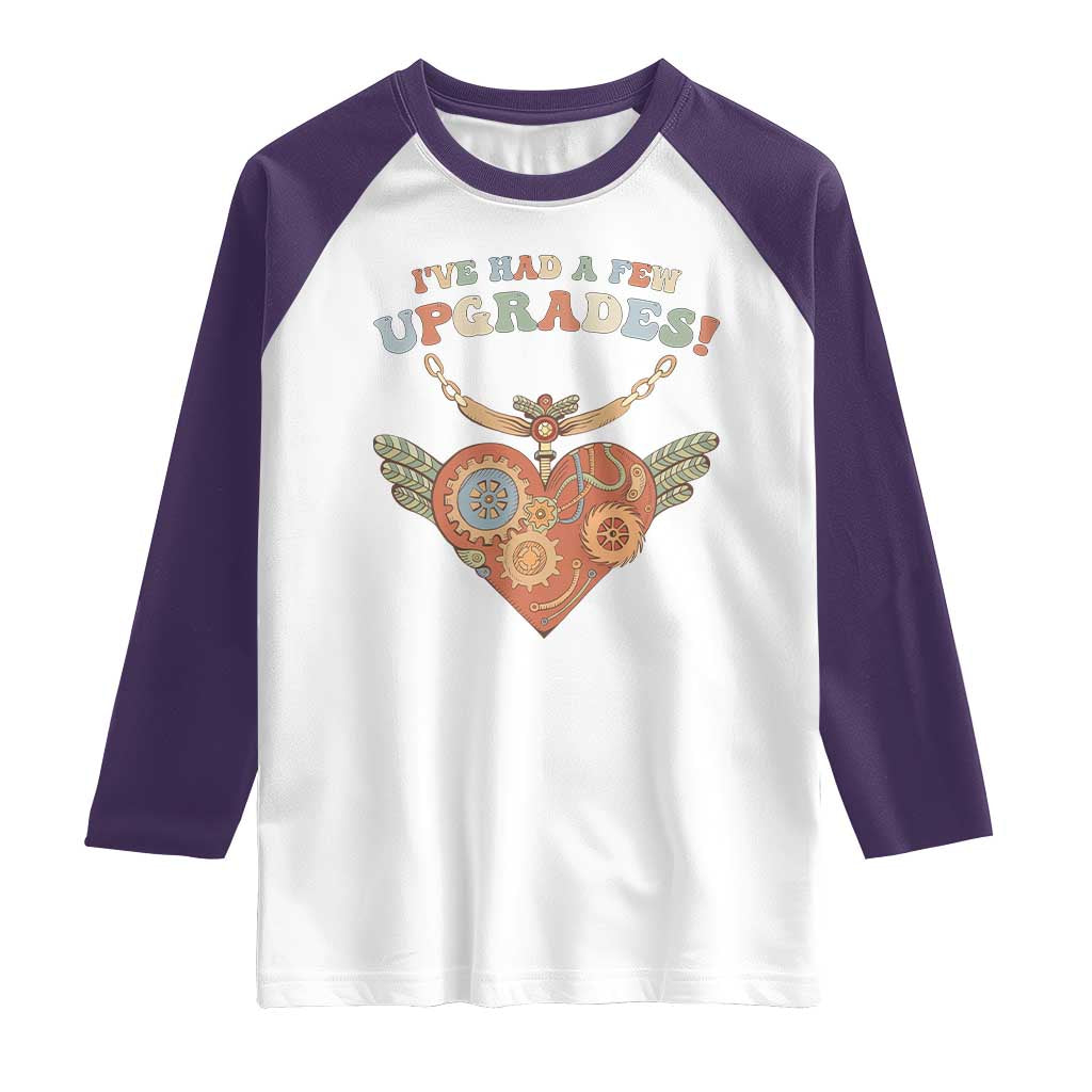 Congenital Heart Disease CHD Awareness Raglan Shirt I've Had A Few Upgrades Toy Heart TS11 White Purple Print Your Wear