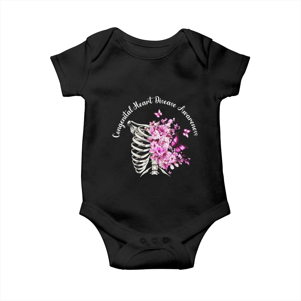 CHD Awareness Baby Onesie Congenital Heart Disease Awareness Floral Rib Cage TS11 Black Print Your Wear