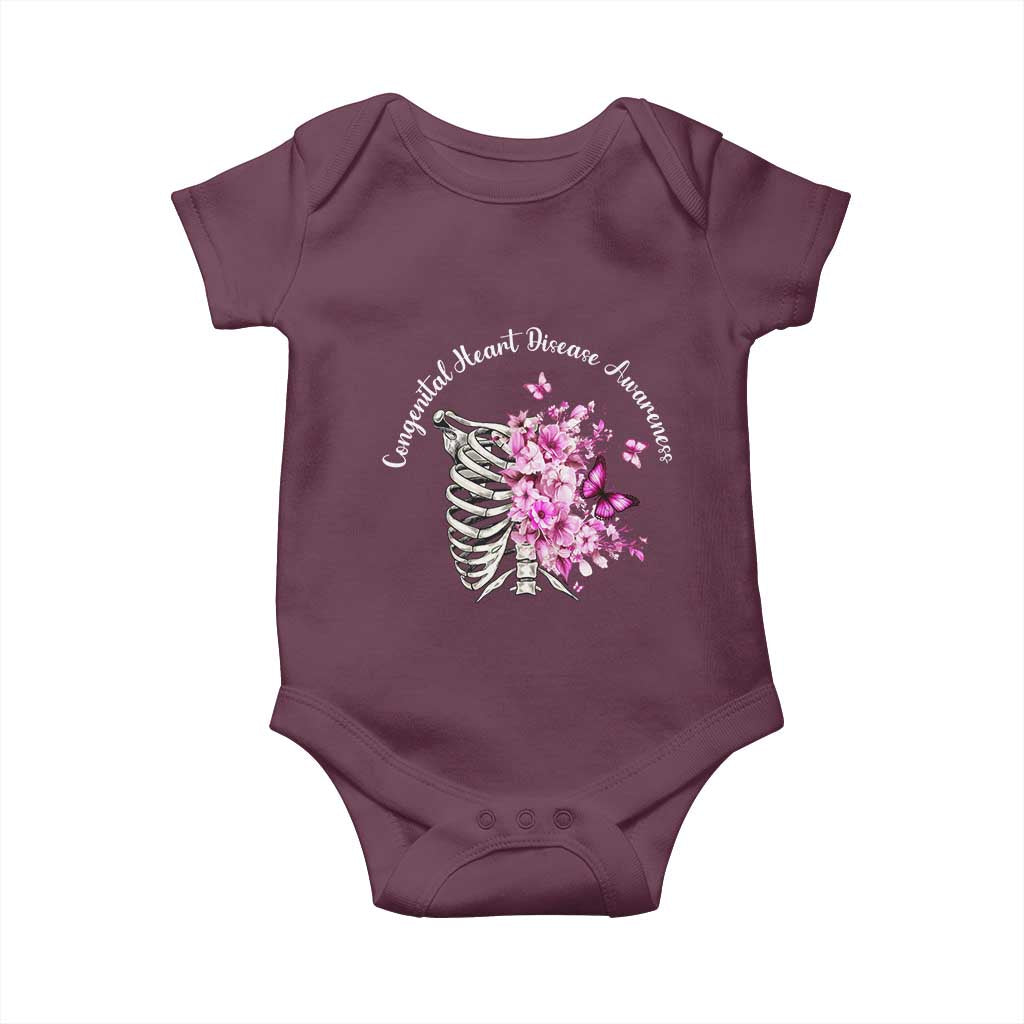 CHD Awareness Baby Onesie Congenital Heart Disease Awareness Floral Rib Cage TS11 Maroon Print Your Wear