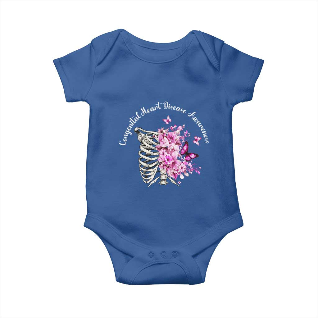CHD Awareness Baby Onesie Congenital Heart Disease Awareness Floral Rib Cage TS11 Royal Blue Print Your Wear