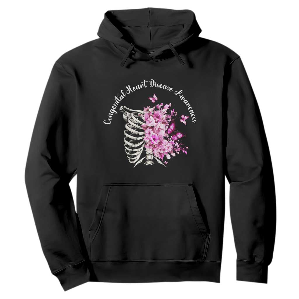 CHD Awareness Hoodie Congenital Heart Disease Awareness Floral Rib Cage TS11 Black Print Your Wear