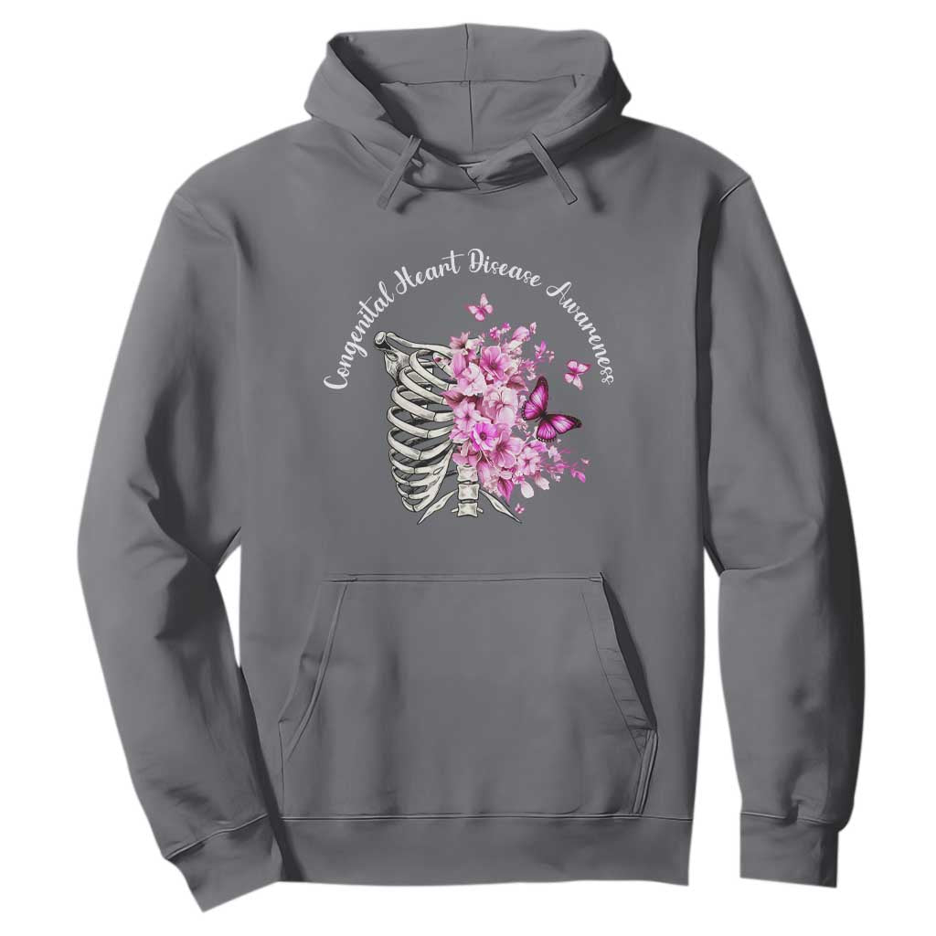 CHD Awareness Hoodie Congenital Heart Disease Awareness Floral Rib Cage TS11 Charcoal Print Your Wear