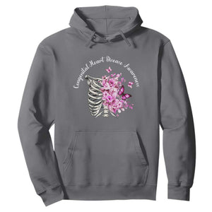 CHD Awareness Hoodie Congenital Heart Disease Awareness Floral Rib Cage TS11 Charcoal Print Your Wear