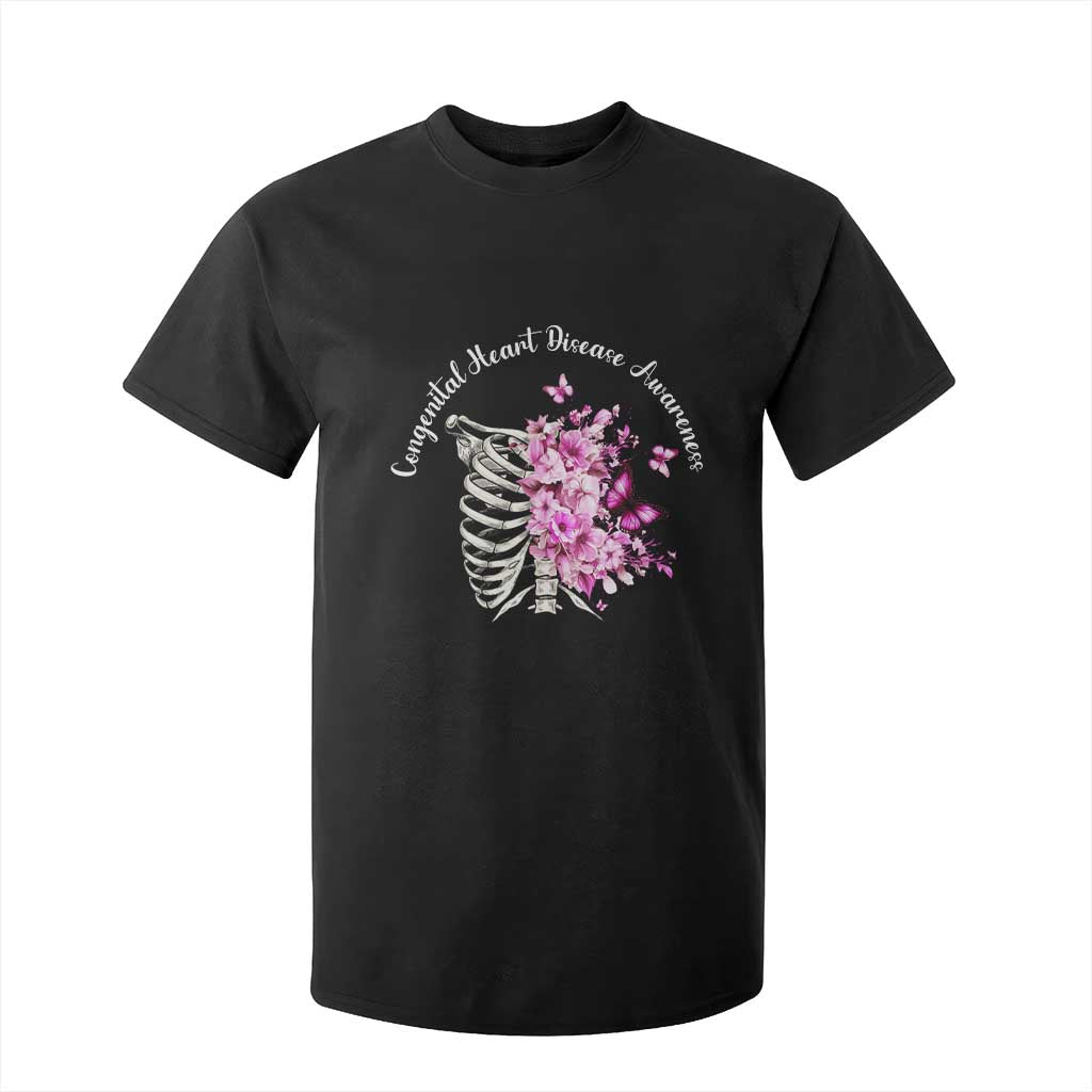 CHD Awareness T Shirt For Kid Congenital Heart Disease Awareness Floral Rib Cage TS11 Black Print Your Wear