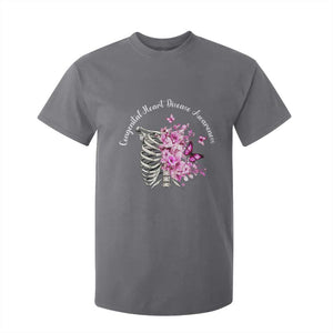 CHD Awareness T Shirt For Kid Congenital Heart Disease Awareness Floral Rib Cage TS11 Charcoal Print Your Wear