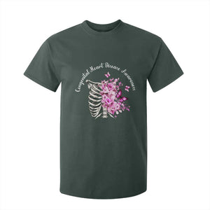 CHD Awareness T Shirt For Kid Congenital Heart Disease Awareness Floral Rib Cage TS11 Dark Forest Green Print Your Wear