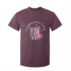 CHD Awareness T Shirt For Kid Congenital Heart Disease Awareness Floral Rib Cage TS11 Maroon Print Your Wear
