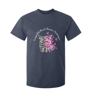 CHD Awareness T Shirt For Kid Congenital Heart Disease Awareness Floral Rib Cage TS11 Navy Print Your Wear