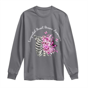 CHD Awareness Long Sleeve Shirt Congenital Heart Disease Awareness Floral Rib Cage TS11 Charcoal Print Your Wear