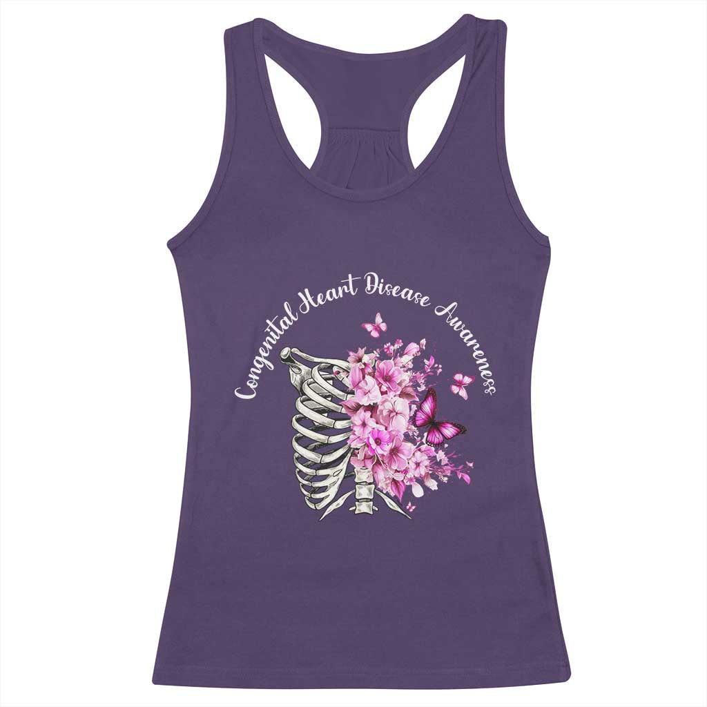CHD Awareness Racerback Tank Top Congenital Heart Disease Awareness Floral Rib Cage TS11 Purple Print Your Wear