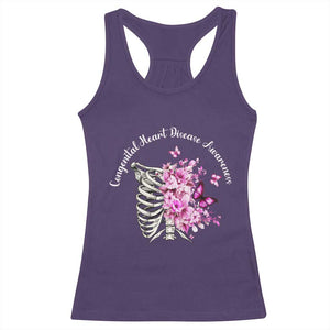 CHD Awareness Racerback Tank Top Congenital Heart Disease Awareness Floral Rib Cage TS11 Purple Print Your Wear