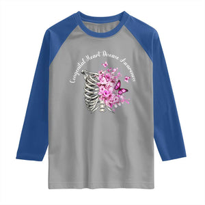 CHD Awareness Raglan Shirt Congenital Heart Disease Awareness Floral Rib Cage TS11 Sport Gray Royal Print Your Wear