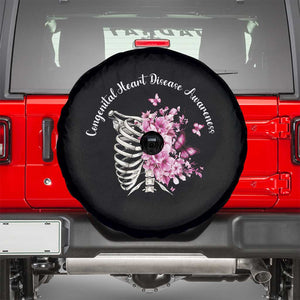 CHD Awareness Spare Tire Cover Congenital Heart Disease Awareness Floral Rib Cage TS11 Black Print Your Wear