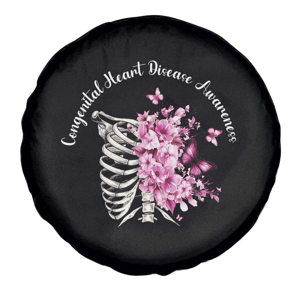 CHD Awareness Spare Tire Cover Congenital Heart Disease Awareness Floral Rib Cage TS11 Print Your Wear