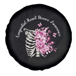 CHD Awareness Spare Tire Cover Congenital Heart Disease Awareness Floral Rib Cage TS11 Print Your Wear