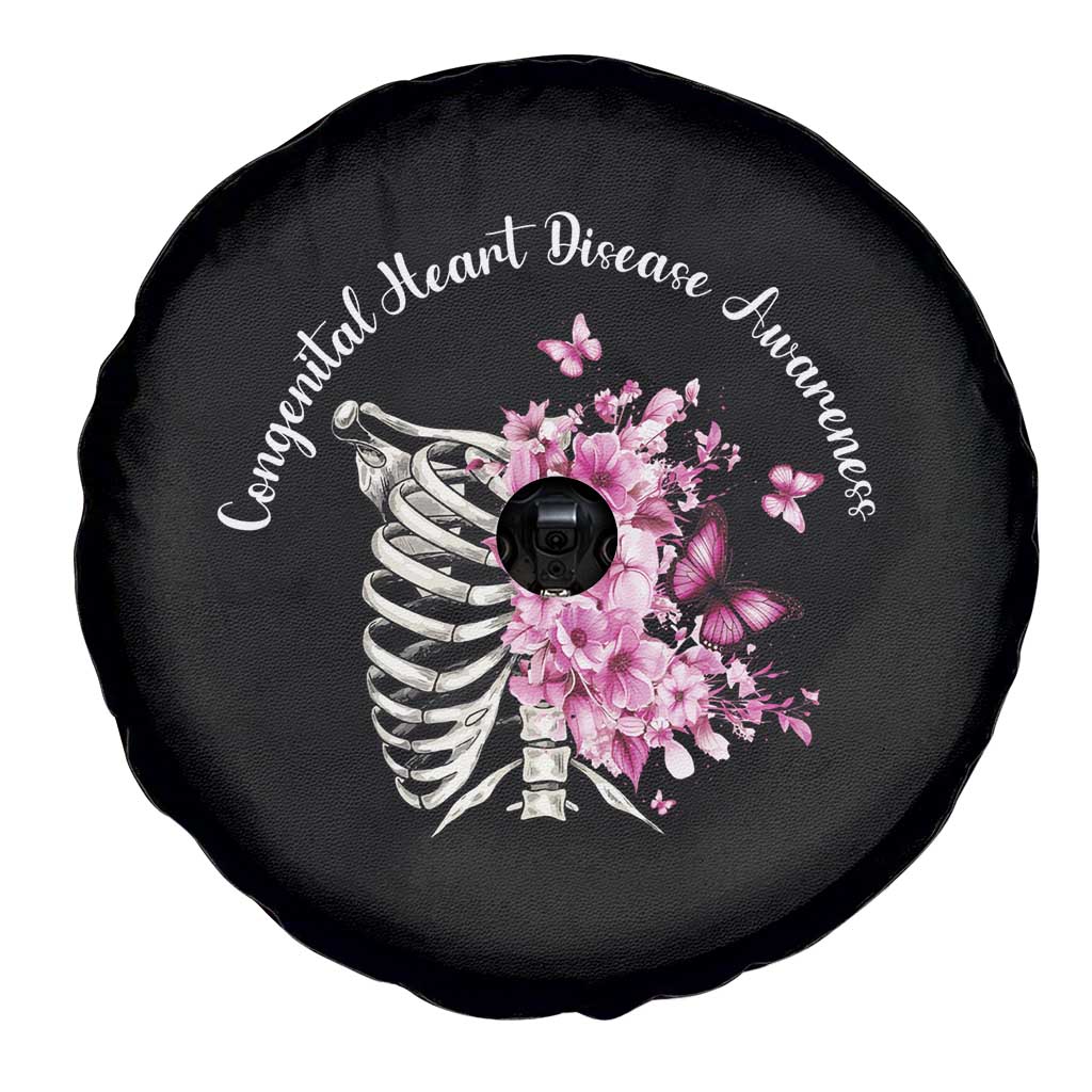 CHD Awareness Spare Tire Cover Congenital Heart Disease Awareness Floral Rib Cage TS11 Print Your Wear