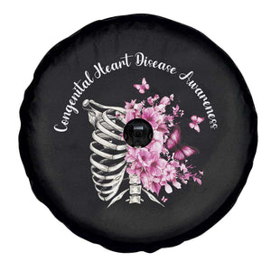 CHD Awareness Spare Tire Cover Congenital Heart Disease Awareness Floral Rib Cage TS11 Print Your Wear