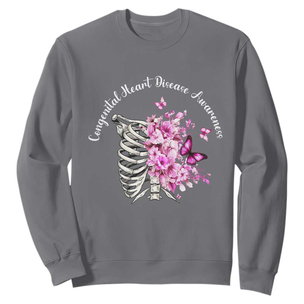 CHD Awareness Sweatshirt Congenital Heart Disease Awareness Floral Rib Cage TS11 Charcoal Print Your Wear