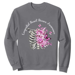 CHD Awareness Sweatshirt Congenital Heart Disease Awareness Floral Rib Cage TS11 Charcoal Print Your Wear