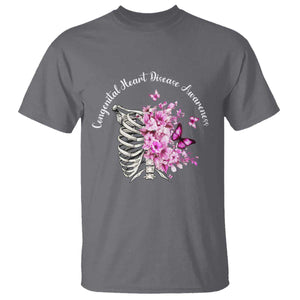 CHD Awareness T Shirt Congenital Heart Disease Awareness Floral Rib Cage TS11 Charcoal Print Your Wear