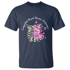 CHD Awareness T Shirt Congenital Heart Disease Awareness Floral Rib Cage TS11 Navy Print Your Wear