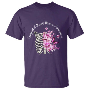 CHD Awareness T Shirt Congenital Heart Disease Awareness Floral Rib Cage TS11 Purple Print Your Wear