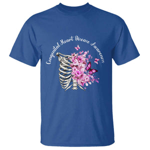 CHD Awareness T Shirt Congenital Heart Disease Awareness Floral Rib Cage TS11 Royal Blue Print Your Wear