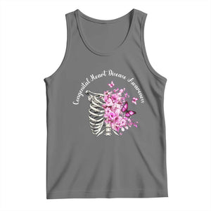 CHD Awareness Tank Top Congenital Heart Disease Awareness Floral Rib Cage TS11 Black Heather Print Your Wear