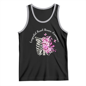CHD Awareness Tank Top Congenital Heart Disease Awareness Floral Rib Cage TS11 Black Athletic Heather Print Your Wear