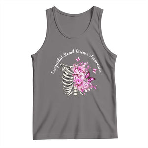 CHD Awareness Tank Top Congenital Heart Disease Awareness Floral Rib Cage TS11 Deep Heather Print Your Wear