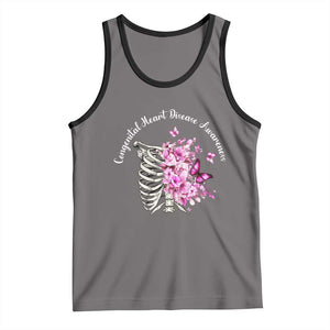 CHD Awareness Tank Top Congenital Heart Disease Awareness Floral Rib Cage TS11 Deep Heather Black Print Your Wear