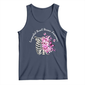 CHD Awareness Tank Top Congenital Heart Disease Awareness Floral Rib Cage TS11 Navy Print Your Wear