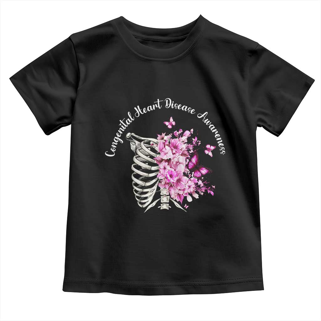 CHD Awareness Toddler T Shirt Congenital Heart Disease Awareness Floral Rib Cage TS11 Black Print Your Wear