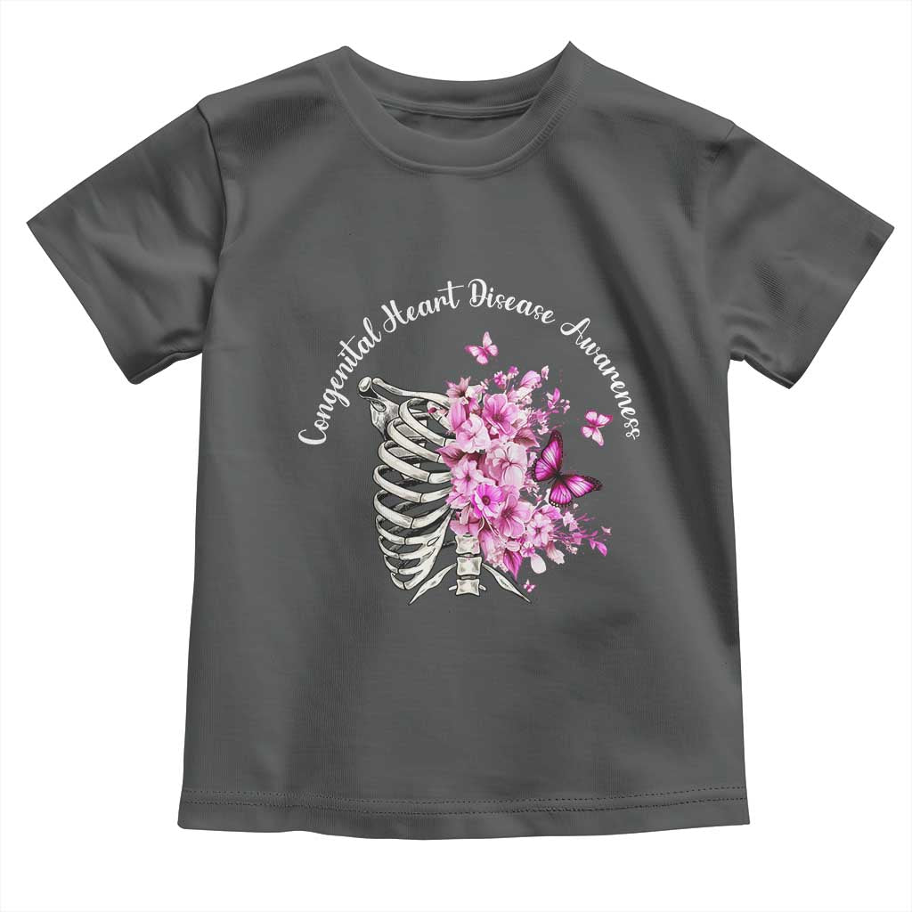 CHD Awareness Toddler T Shirt Congenital Heart Disease Awareness Floral Rib Cage TS11 Dark Heather Print Your Wear