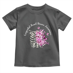 CHD Awareness Toddler T Shirt Congenital Heart Disease Awareness Floral Rib Cage TS11 Dark Heather Print Your Wear