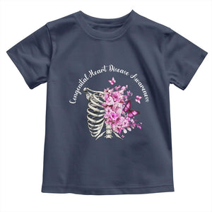 CHD Awareness Toddler T Shirt Congenital Heart Disease Awareness Floral Rib Cage TS11 Navy Print Your Wear