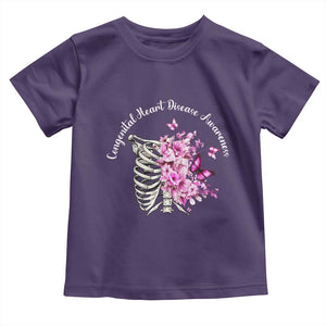 CHD Awareness Toddler T Shirt Congenital Heart Disease Awareness Floral Rib Cage TS11 Purple Print Your Wear