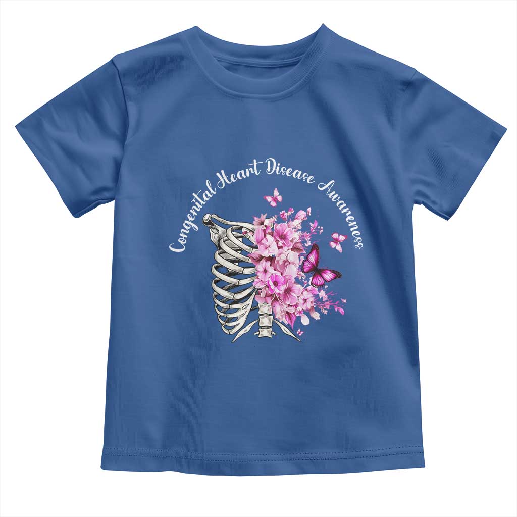 CHD Awareness Toddler T Shirt Congenital Heart Disease Awareness Floral Rib Cage TS11 Royal Blue Print Your Wear