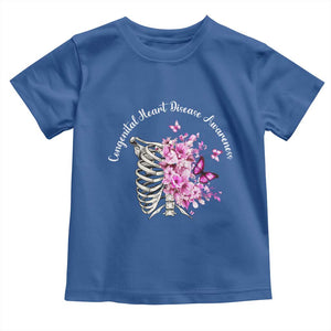 CHD Awareness Toddler T Shirt Congenital Heart Disease Awareness Floral Rib Cage TS11 Royal Blue Print Your Wear
