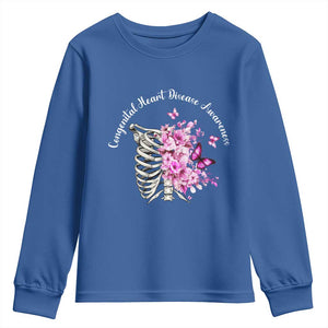 CHD Awareness Youth Sweatshirt Congenital Heart Disease Awareness Floral Rib Cage TS11 Royal Blue Print Your Wear