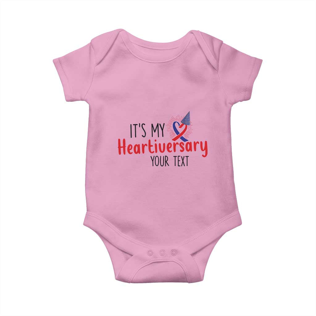 Personalized CHD Awareness Heart Anniversary Baby Onesie Custom Text It's My Heartiversary TS11 Light Pink Print Your Wear