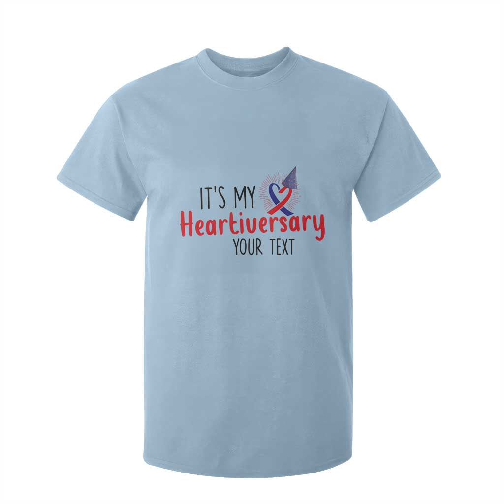 Personalized CHD Awareness Heart Anniversary T Shirt For Kid Custom Text It's My Heartiversary TS11 Light Blue Print Your Wear