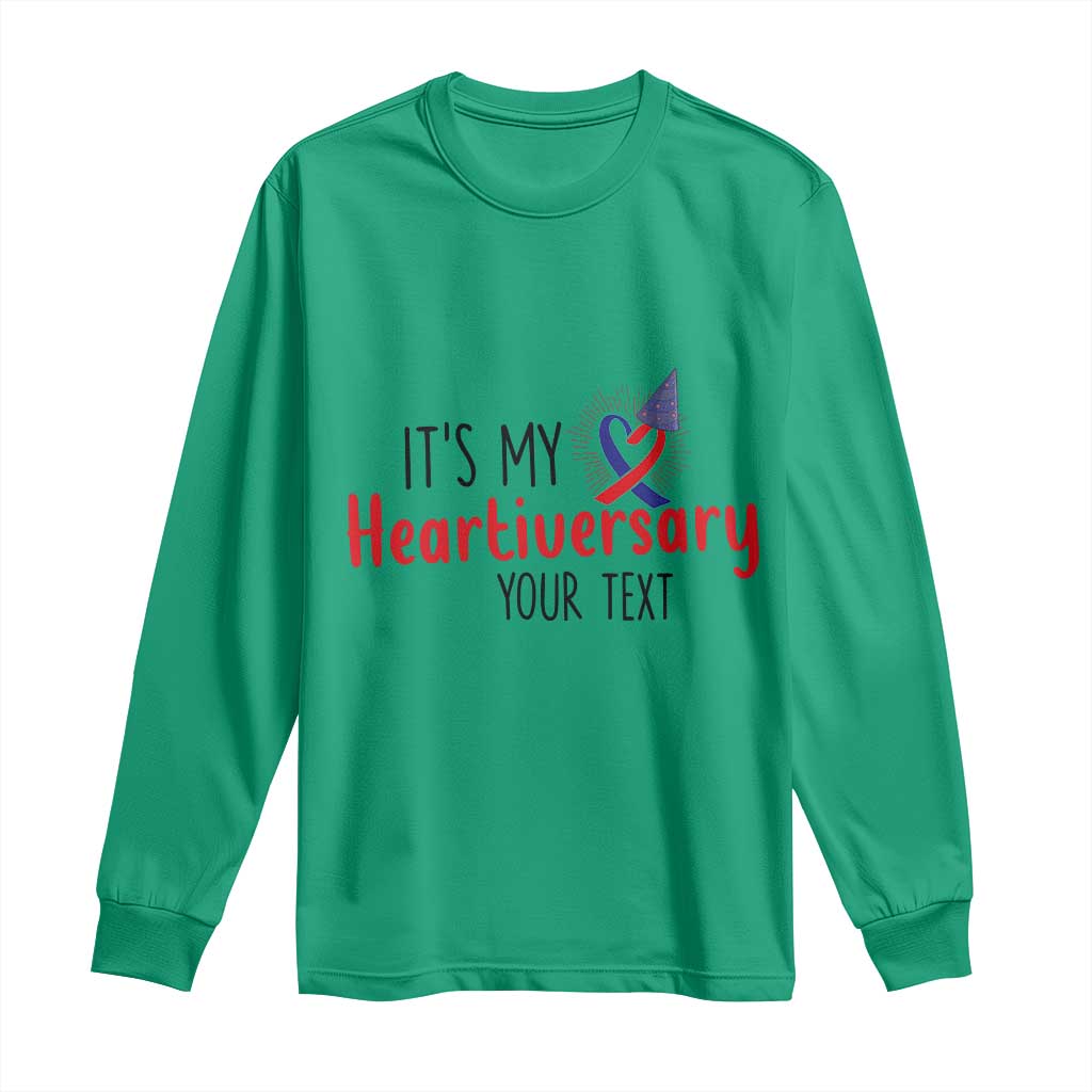 Personalized CHD Awareness Heart Anniversary Long Sleeve Shirt Custom Text It's My Heartiversary TS11 Irish Green Print Your Wear