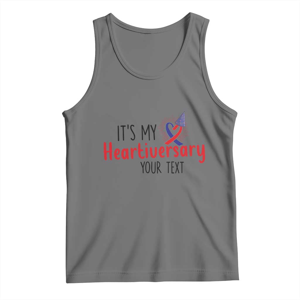 Personalized CHD Awareness Heart Anniversary Tank Top Custom Text It's My Heartiversary TS11 Black Heather Print Your Wear