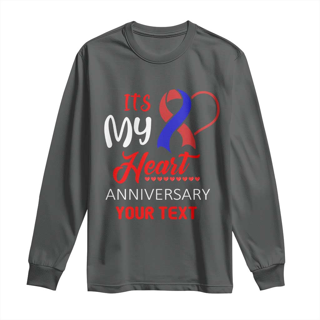 Personalized CHD Awareness Long Sleeve Shirt Custom Text It's My Heart Anniversary TS11 Dark Heather Print Your Wear