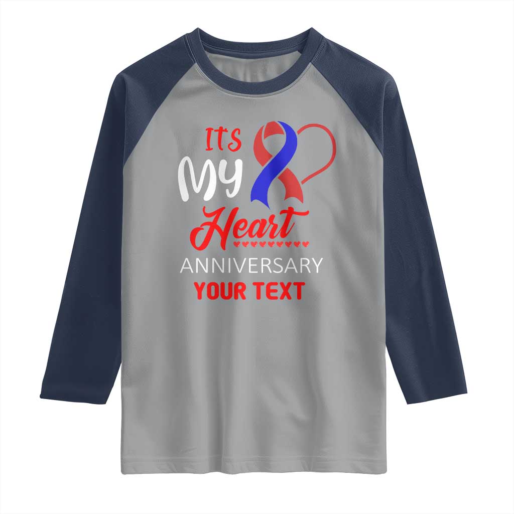 Personalized CHD Awareness Raglan Shirt Custom Text It's My Heart Anniversary TS11 Sport Gray Navy Print Your Wear